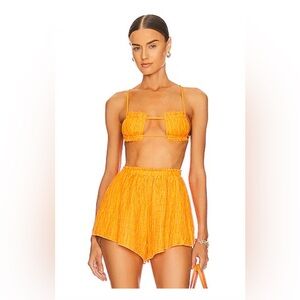 NWOT Revolve X Camila Coelho Orange Two-Piece Crop Top & High-Waist Shorts Set